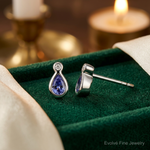 Sterling Silver Rhodium-plated Tanzanite & Diamond Earrings - Lifestyle View