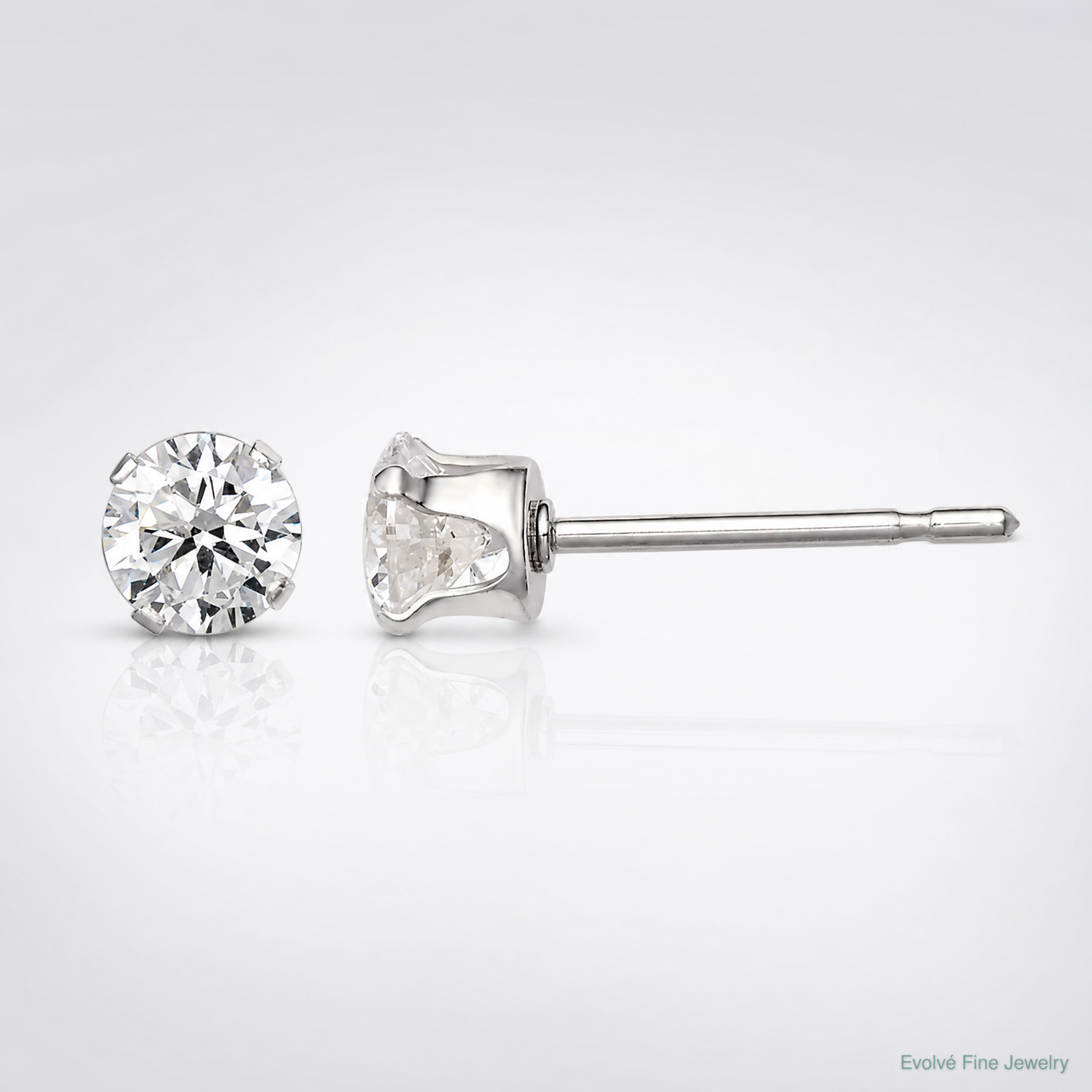 Sterling Silver 4mm Round Snap Set CZ Stud Earrings - Lifestyle View