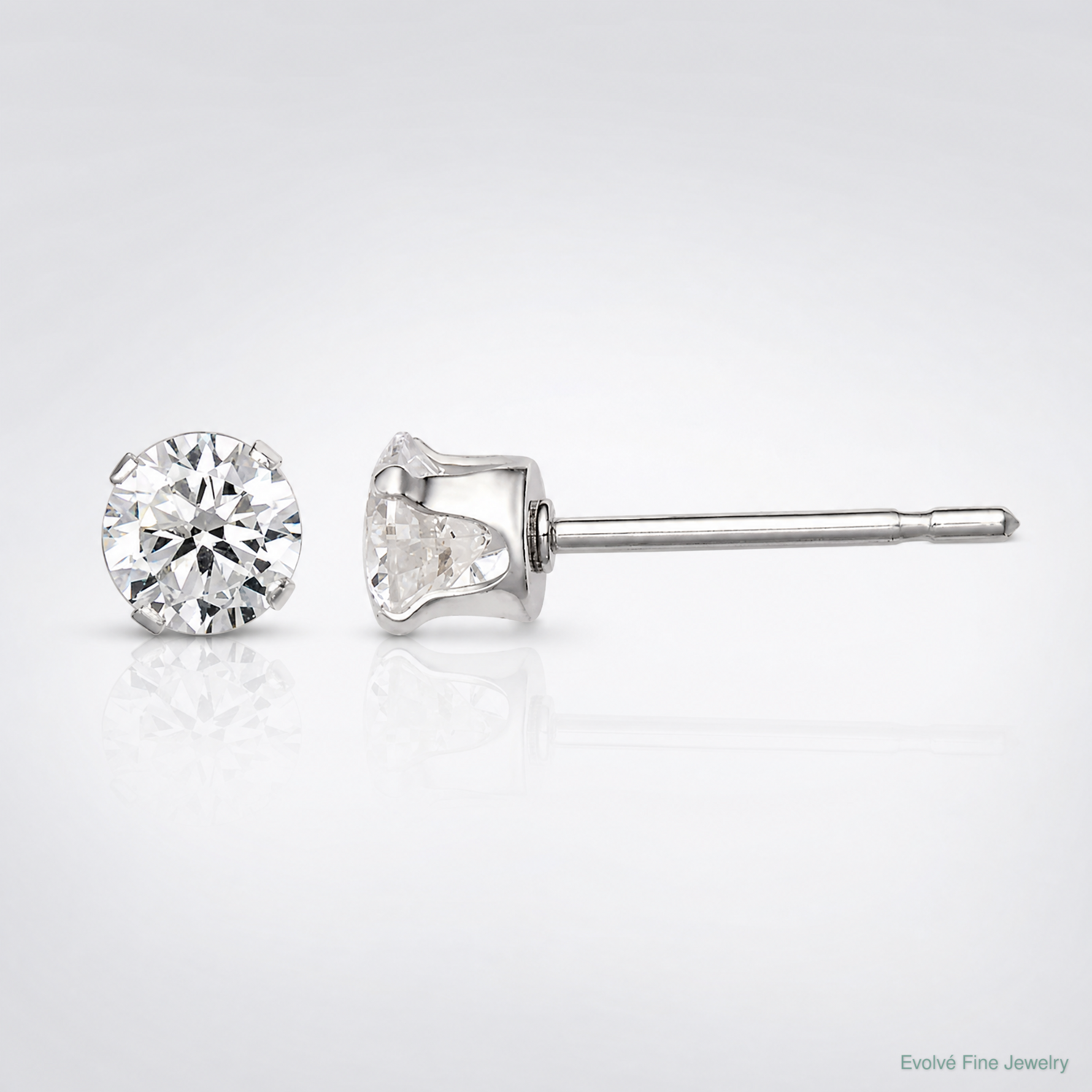 Sterling Silver 4mm Round Snap Set CZ Stud Earrings - Lifestyle View