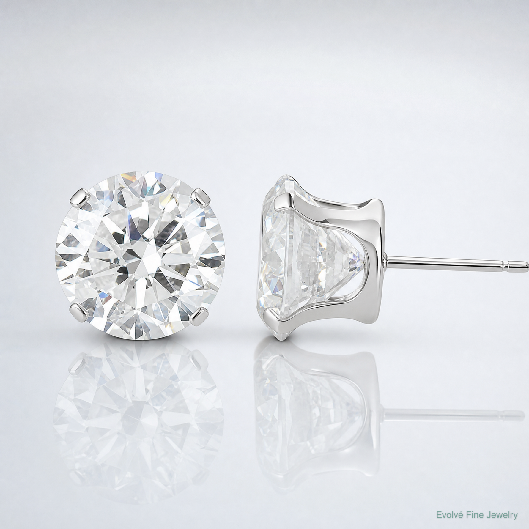 Sterling Silver 10mm Round Snap Set CZ Stud Earrings - Lifestyle View