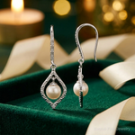 Sterling Silver Rhodium Plated Diamond and FW Cultured Pearl Ear - Lifestyle View