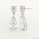 Sterling Silver Polished CZ Pear Shaped Post Dangle Earrings - Lifestyle View
