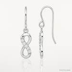 Sterling Silver Rhodium-plated with CZ Infinity Shepherd Hook Earrings - Lifestyle View