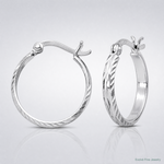 Sterling Silver Rhodium-plated 2.5mm Textured Round Hoops - Lifestyle View