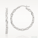 Sterling Silver Polished Cable Chain 3x30mm Hoop Earrings - Lifestyle View