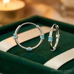 Sterling Silver Polished Light Blue Enamel Endless Hoop Earrings - Lifestyle View