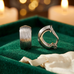 Sterling Silver Rhodium-plated D/C Non-Pierced J-Hoop Earrings - Lifestyle View