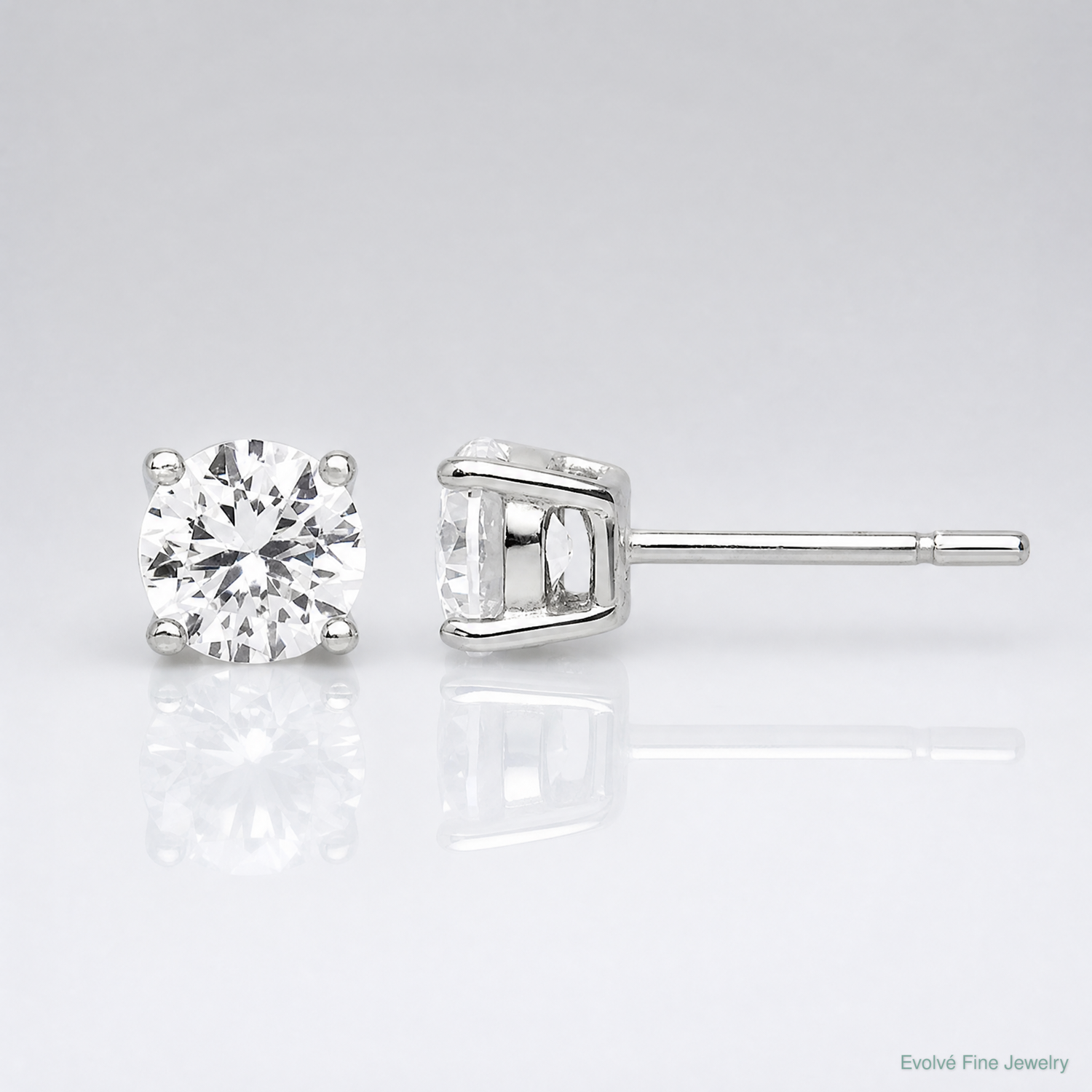 Sterling Silver Polished 5mm Round CZ Stud Earrings - Lifestyle View
