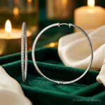 Sterling Silver Rhodium-plated Diamond In & Out Hoop Earrings - Lifestyle View