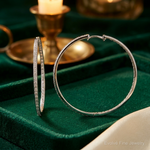 Sterling Silver Rhodium-plated Diamond In & Out Hoop Earrings - Lifestyle View