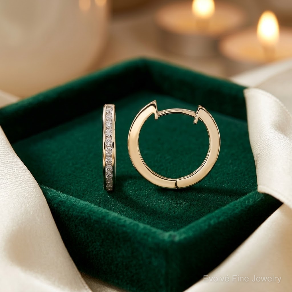 Sterling Silver Rhodium-plated In/Out PavÃ© Hinged Hoop Earrings - Lifestyle View