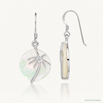 Sterling Silver Rhodium-plated Polished MOP Palm Tree Earrings - Lifestyle View