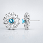 Sterling Silver Rhodium-plated Blue Topaz Studs with Earring Jackets - Lifestyle View