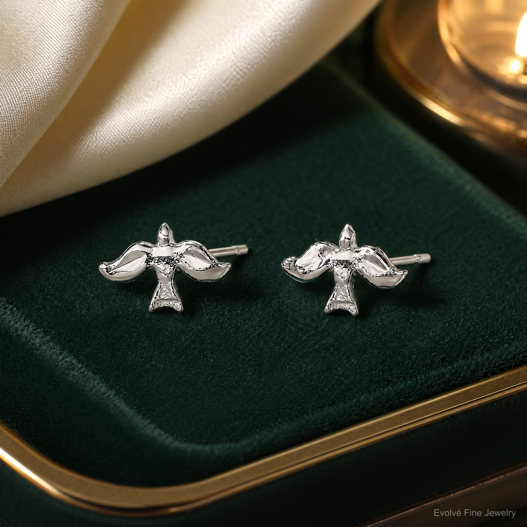 Sterling Silver Dove Mini Earrings - Lifestyle View