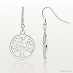 Sterling Silver Polished Round Tree Shepherd Hook Earrings - Lifestyle View