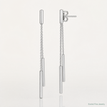 Sterling Silver RH-plated Bar & Chain Front/Back Post Dangle Earrings - Lifestyle View