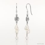 Sterling Silver Polished FWC Pearl & Moonstone Dangle Earrings - Lifestyle View