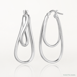 Sterling Silver Rhodium-plated Twisted Double Oval Hoop Earrings - Lifestyle View