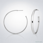 Sterling Silver Rhodium-plated Polished 3.8mm Post Hoops - Lifestyle View