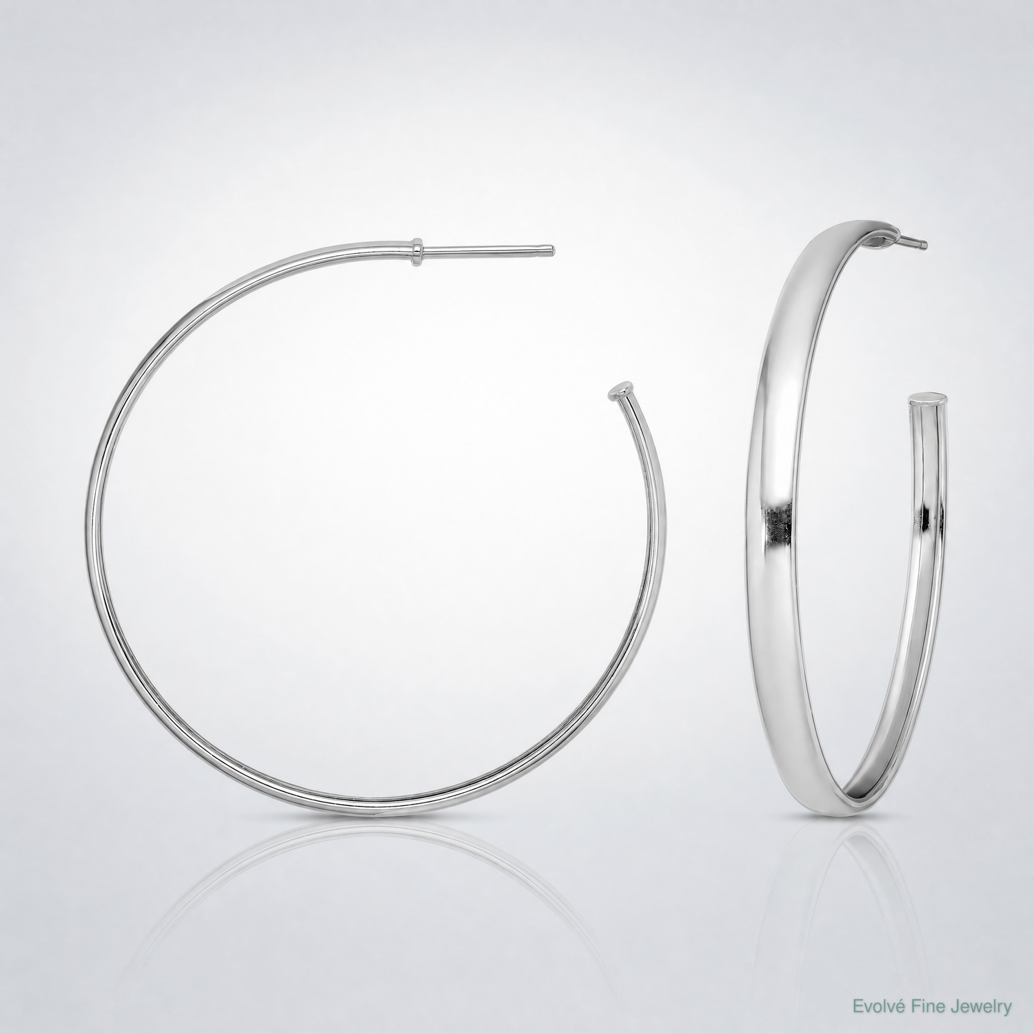 Sterling Silver Rhodium-plated Polished 3.8mm Post Hoops - Lifestyle View