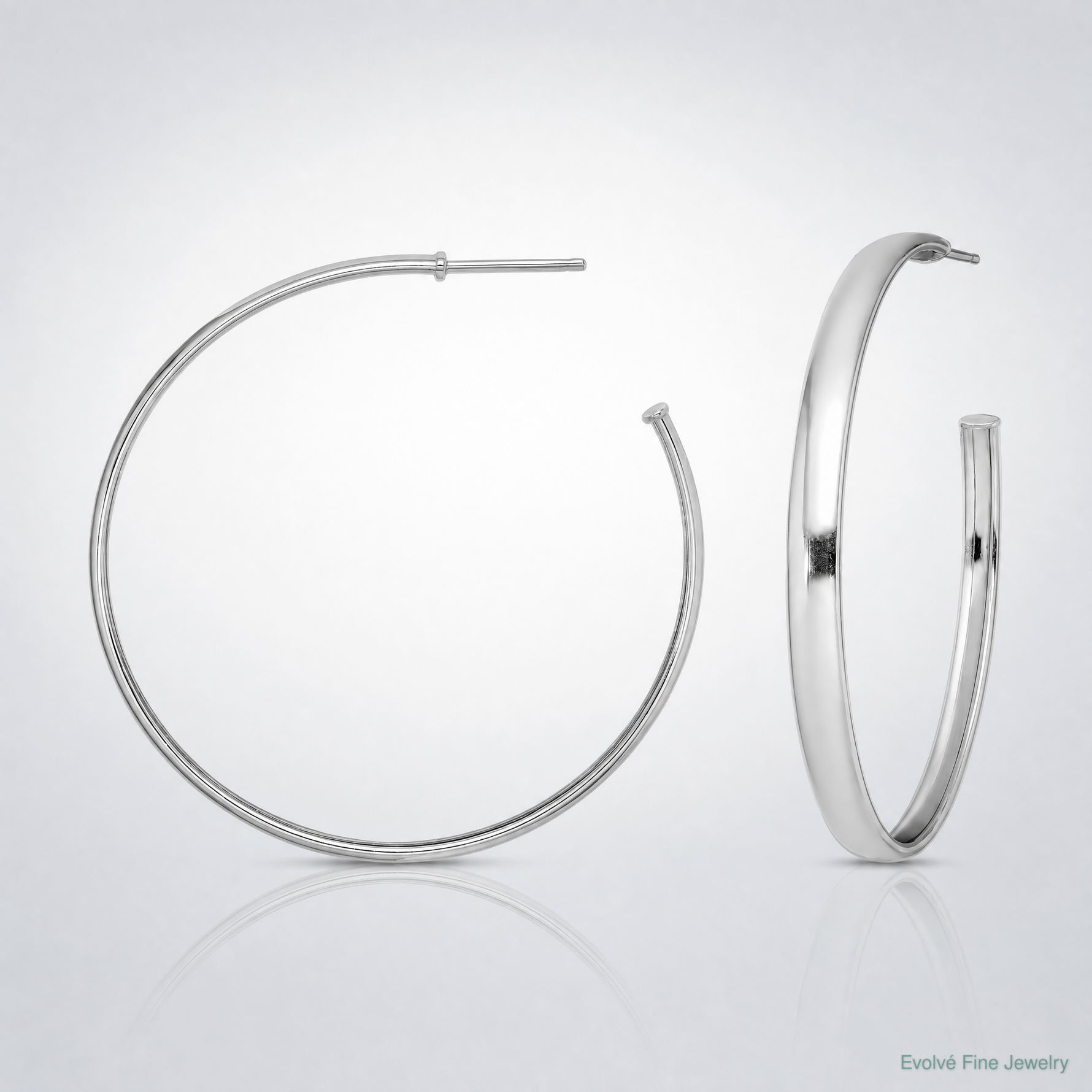 Sterling Silver Rhodium-plated Polished 3.8mm Post Hoops - Lifestyle View
