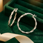 Sterling Silver Polished Braided Hoop Earrings - Lifestyle View