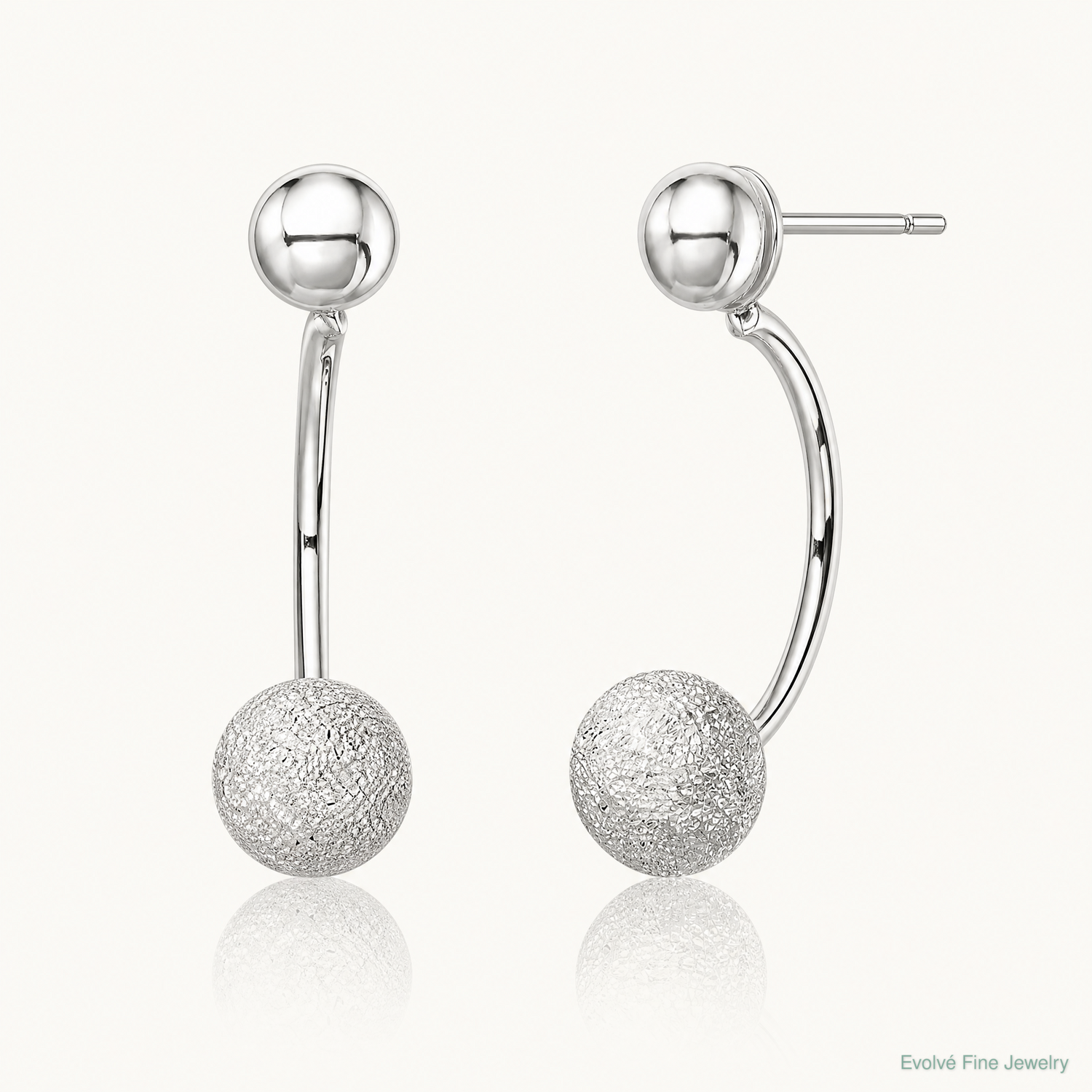 Sterling Silver Polished Laser-cut Bead Jackets w/Button Earrings - Lifestyle View