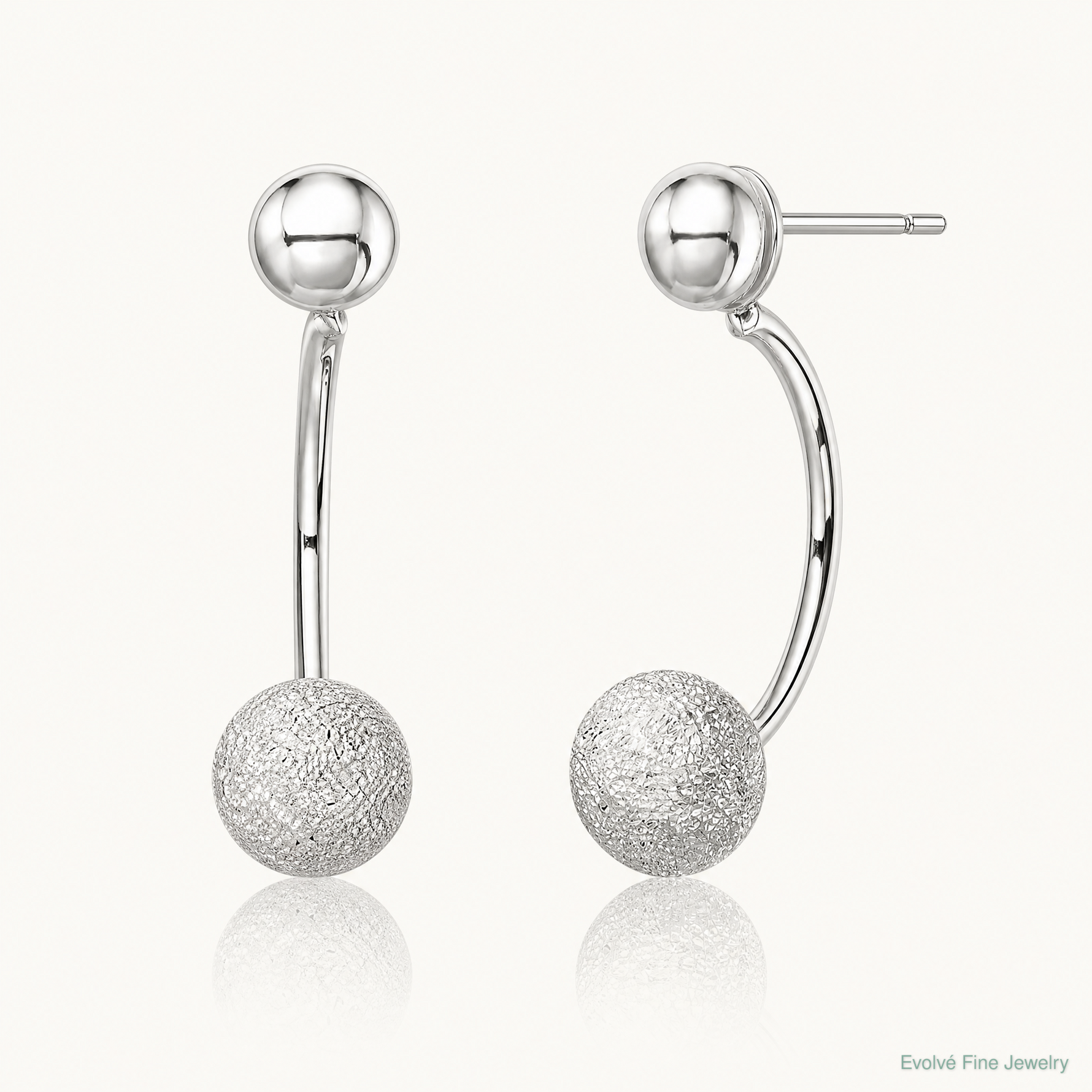 Sterling Silver Polished Laser-cut Bead Jackets w/Button Earrings - Lifestyle View