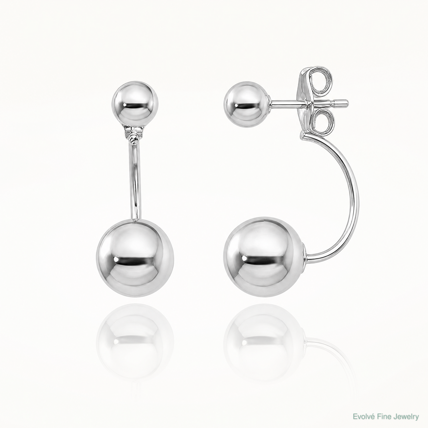 Sterling Silver Rhodium-plated Front and Back Ball Post Earrings - Lifestyle View