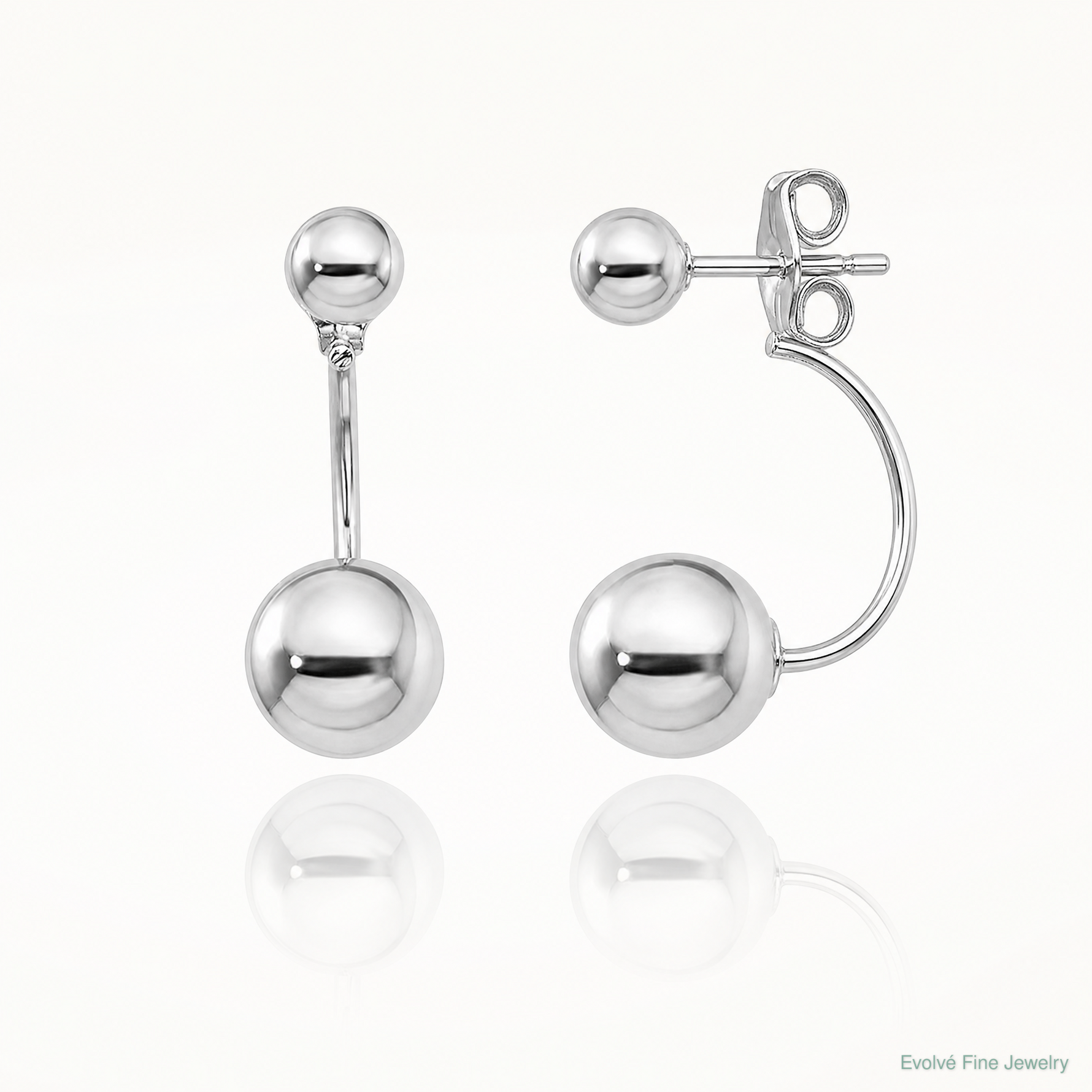 Sterling Silver Rhodium-plated Front and Back Ball Post Earrings - Lifestyle View