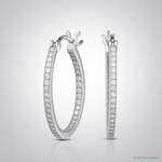 Sterling Silver Rhodium-plated Micro Pavé CZ In/Out Hoops - Lifestyle View