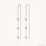 Sterling Silver Polished 3 Bezel Set CZs Threader Earrings - Lifestyle View