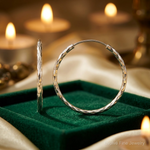 Sterling Silver Diamond Cut 1.5x24mm Endless Hoop Earrings - Lifestyle View