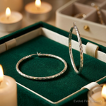 Sterling Silver Polished & Diamond-cut 2.5mm Round Hoop Earrings - Lifestyle View