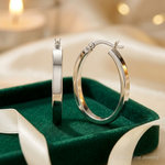 Sterling Silver Polished 4mm Oval Hoop Earrings - Lifestyle View