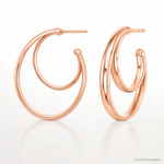 Sterling Silver RH plated Rose Gold-plated 28x3.5 Hoop Post Earrings - Lifestyle View