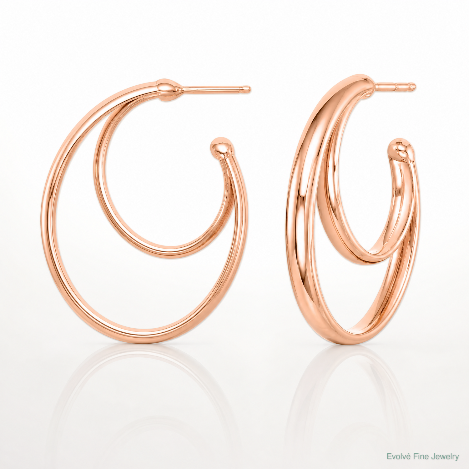 Sterling Silver RH plated Rose Gold-plated 28x3.5 Hoop Post Earrings - Lifestyle View