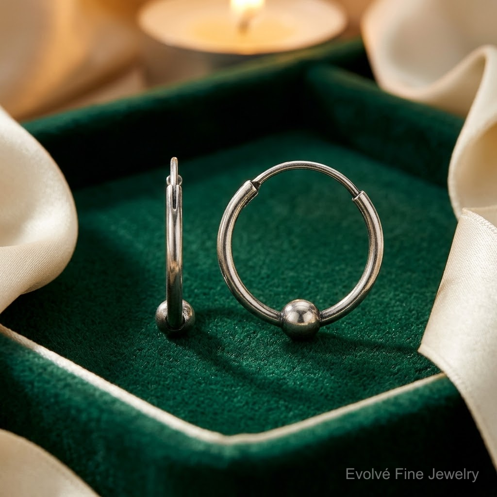 Sterling Silver Antiqued Beaded Endless Hoop Earrings - Lifestyle View