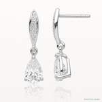 Sterling Silver Rhodium-plated Polished Pear CZ Post Dangle Earrings - Lifestyle View