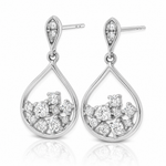 Sterling Silver Rhodium Plated CZ Dangle Earrings - Lifestyle View