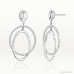 Sterling Silver Rhodium-plated CZ Circles Dangle Post Earrings - Lifestyle View