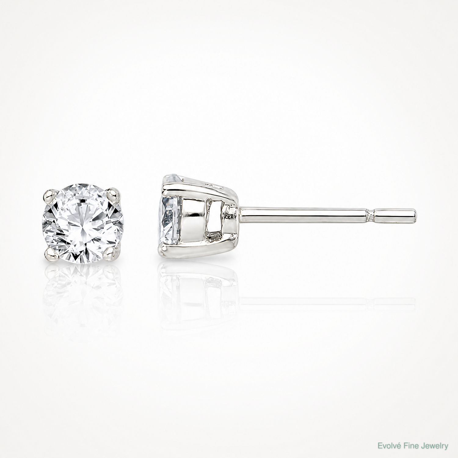 Sterling Silver Polished 4mm Round CZ Stud Earrings - Lifestyle View