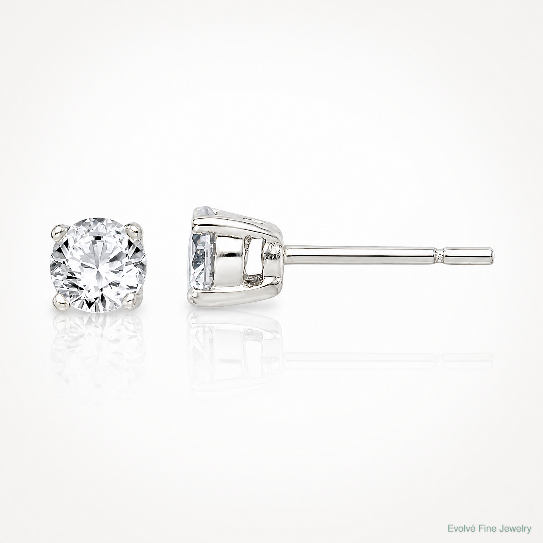 Sterling Silver Polished 4mm Round CZ Stud Earrings - Lifestyle View