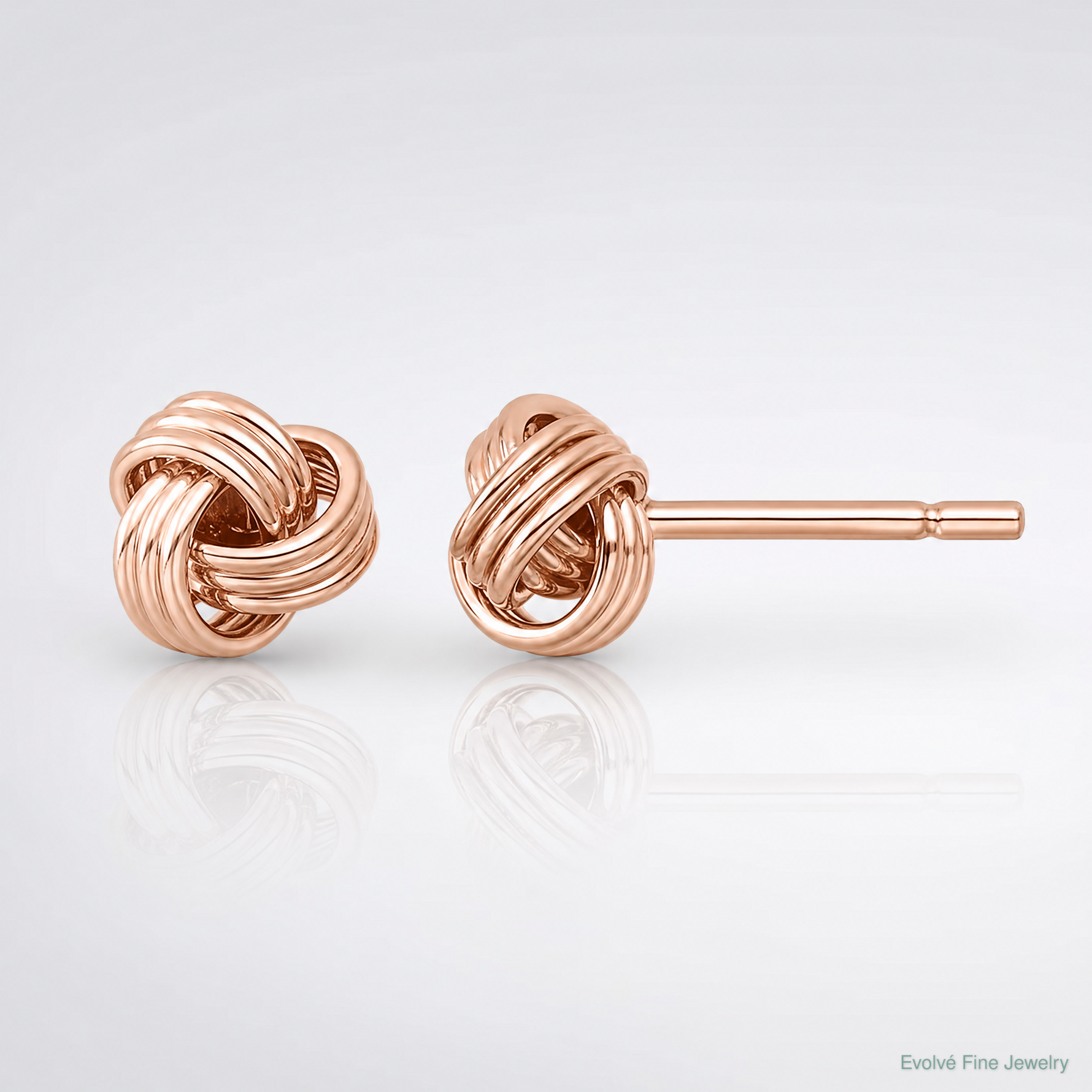 Sterling Silver Rose-tone Polished Love Knot Post Earrings - Lifestyle View
