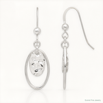 Sterling Silver Polished & Hammered Oval Dangle Earrings - Lifestyle View