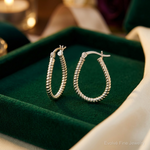 Sterling Silver Twisted 2.5mm Teardrop Hoop Earrings - Lifestyle View