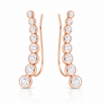 Sterling Silver 14K Rose gold-plated Graduated CZ Ear Climber Earrings - Lifestyle View