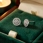 Sterling Silver RH-plated Polished & Textured Diamond Circle Post Earrings - Lifestyle View