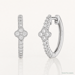 Sterling Silver Rhodium Plated CZ Hinged Hoop Earrings - Lifestyle View