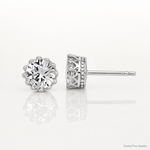 Sterling Silver RH-plated Polished & Textured 6mm Round CZ Stud Earrings - Lifestyle View
